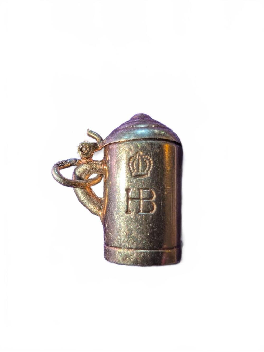Vintage Miniature 585 (14k) Beer Stein Charm with Lid